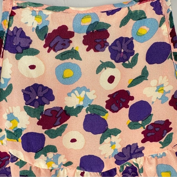 REBECCA TAYLOR 100% Silk Floral Tank Top Ruffle Blouse Multicolor Pink Size 8 - Picture 6 of 14